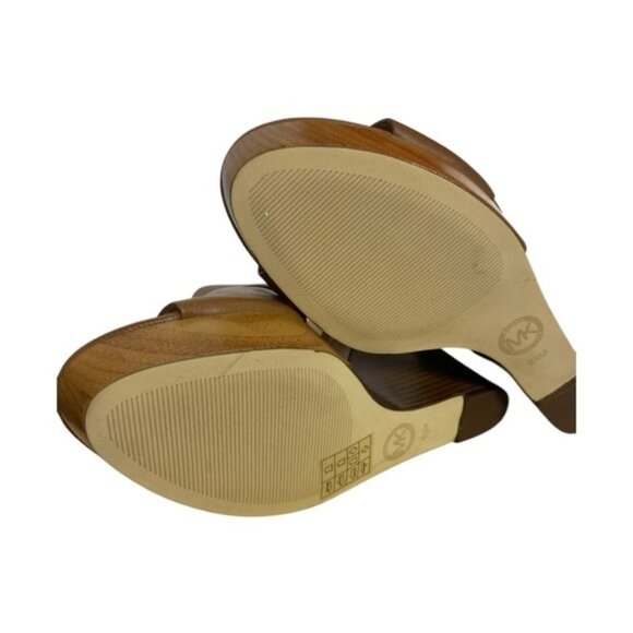 Michael Michael Kors Josephine Leather Wedge Sandals – Size 8.5 (Luggage Brown) - Picture 8 of 12